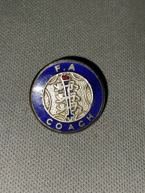 Vintage FA Coach Enamel Badge England Football League Teams Three Lions c1960
