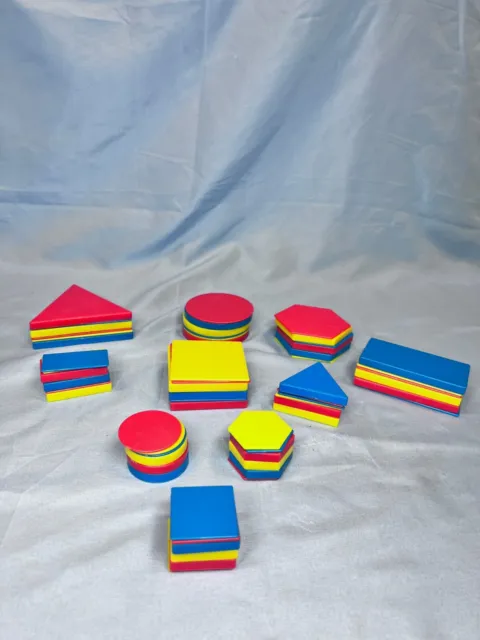 Set Of 60 Multicolor Education Quiet Shape Foam Desk Attribute Blocks