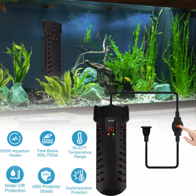 ‘500W LCD Digital Aquarium Heater Anti-Explosion Protection - Precise Electronic