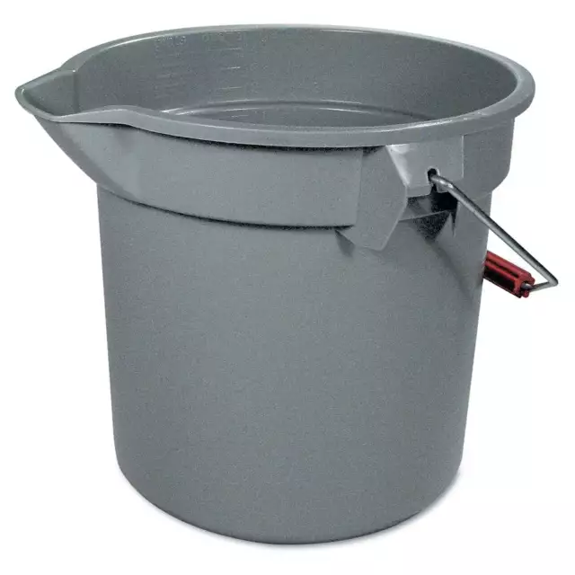 14-Quart Round Utility Bucket, 12" Diameter x 11-1/4"h, Gray Plastic 2