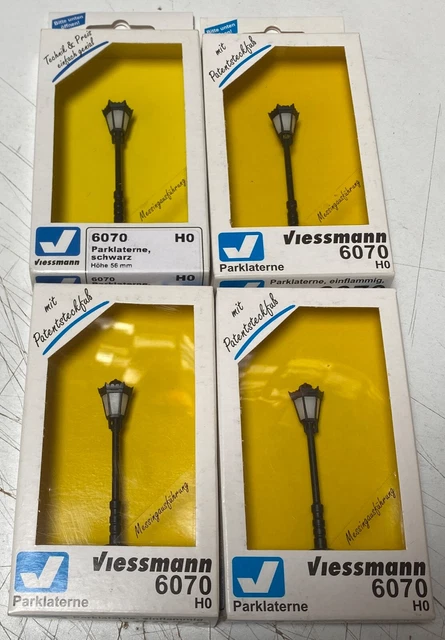 Lot De 4 Lampadaires Viessmann HO – Jardin Public, époque III, Réf 6070, Neuf