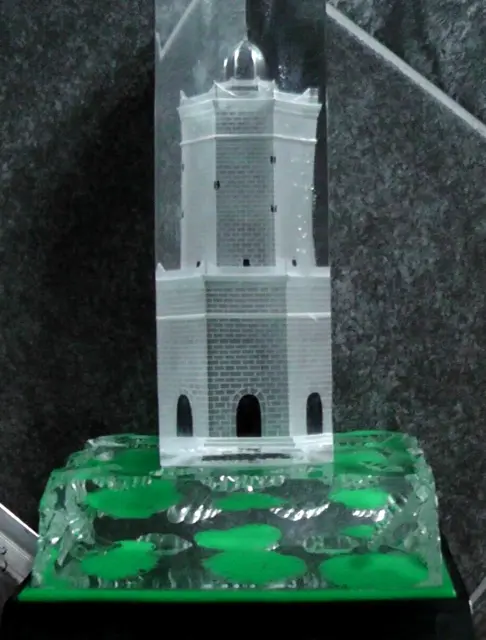 Lucite Perspex Acrylic Sculpture of DARWEN JUBLIEE TOWER 10.5" Tall Collectable
