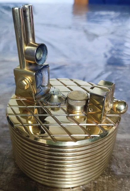 DUNHILL Brilux Swiss Brass Lift Arm Table LIGHTER 1950s, Holy Grail Piece!
