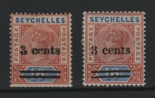 Seychelles 1901 Queen Victoria unused Mi.31 SG.38b Surcharge Double SG CERTIFIED