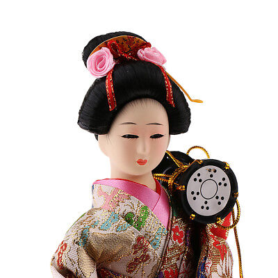 Japanese Yukata Kimono Doll Exquisite 12inch Geisha Doll Gift Desk Accs #6 