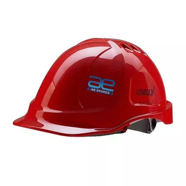 Profesional Seguridad Casco Rojo + Textil Suspensión & Trinquete Para Ajuste Aes