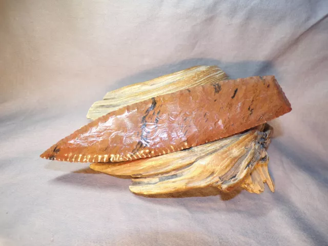 Pumpkin Obsidian Dart Spear Point Flint Knapping Black Powder Mountain Man