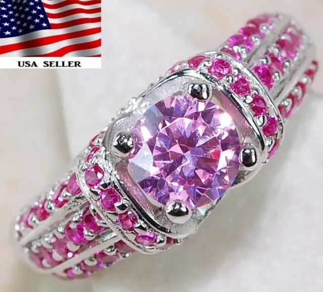 2KT rosa Saphir & Rubin 925 massiv Sterlingsilber Ring Schmuck Gr. 7 UB2-2