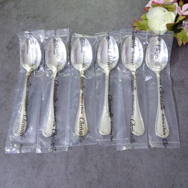 Christofle Rubans Coffee Spoon Unopened 6pcs Silverplate Flatware Brand New