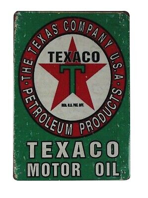 outdoor wall art Texaco motor oil tin metal sign