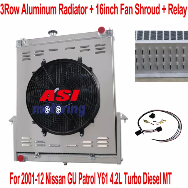 3-Row Radiator Shroud Fan Relay Fit 01-12 Nissan GU Patrol Y61 4.2L Turbo Diesel