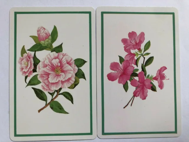Vintage Single SWAP PLAYING CARDS: Roses Hibiscus Petal Flowers. Artist Painting