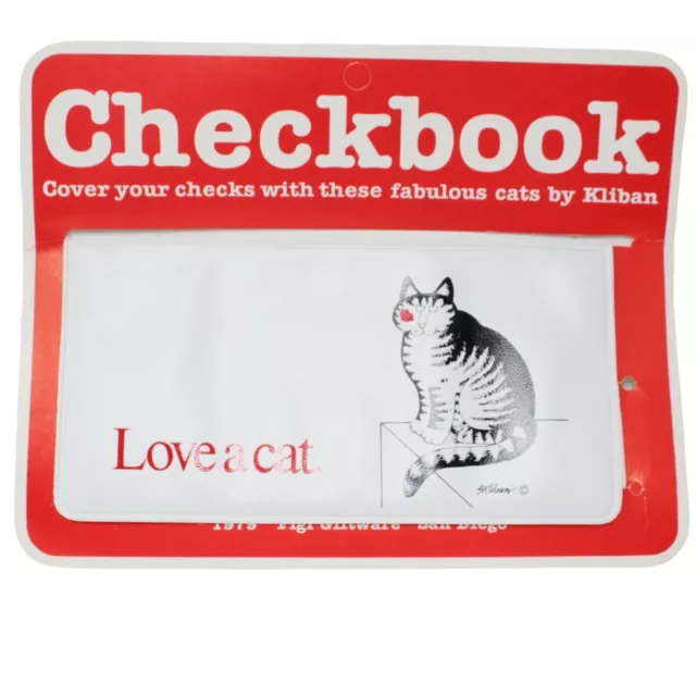 Vintage 1979 Kliban Fabulous Cats Love A Cat Plastic Vinyl Checkbook Cover