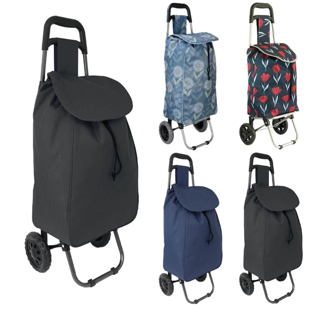 Chariot De Courses Pliable 4 Roues 2024 - Léger, Grande Capacité - 98x48x36 Cm - Noir/blanc