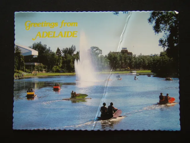 Greetings Adelaide Pleasure Craft The Fountain On River Torrens 1986 Postcard