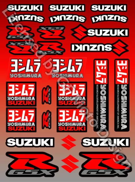 Suzuki GSX-R 600 1000 Yoshimura Decals Set Blatt 35 Aufkleber Laminiert