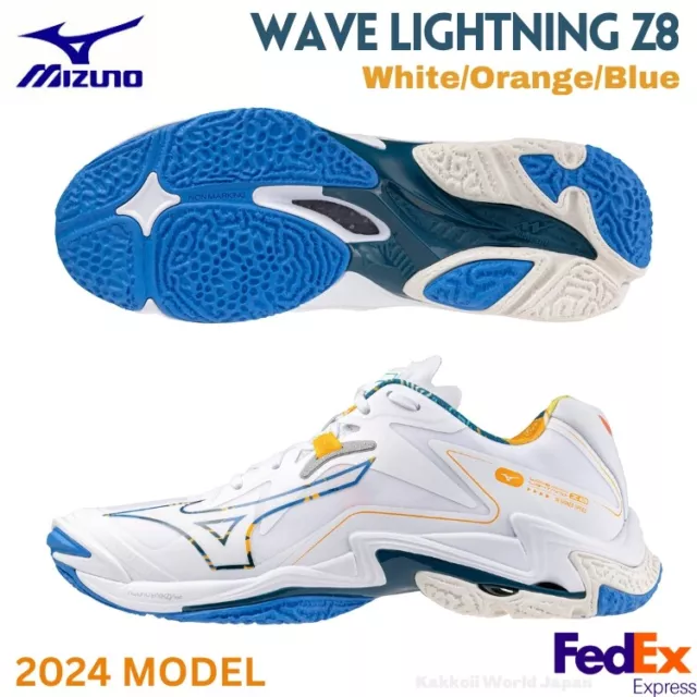 MIZUNO Volleyball Shoes WAVE LIGHTNING Z8 V1GA2400 56 White/Orange/Blue NEW!!