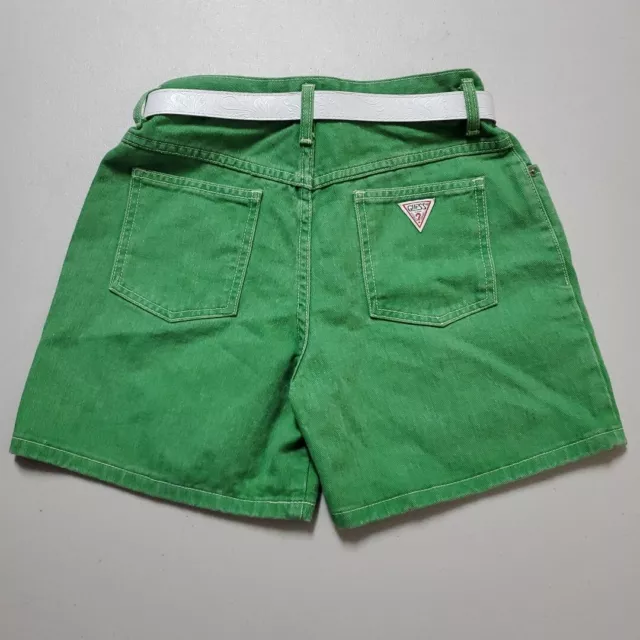 Vintage 90s Guess Girl’s Green Denim Shorts w Belt Size 8 New