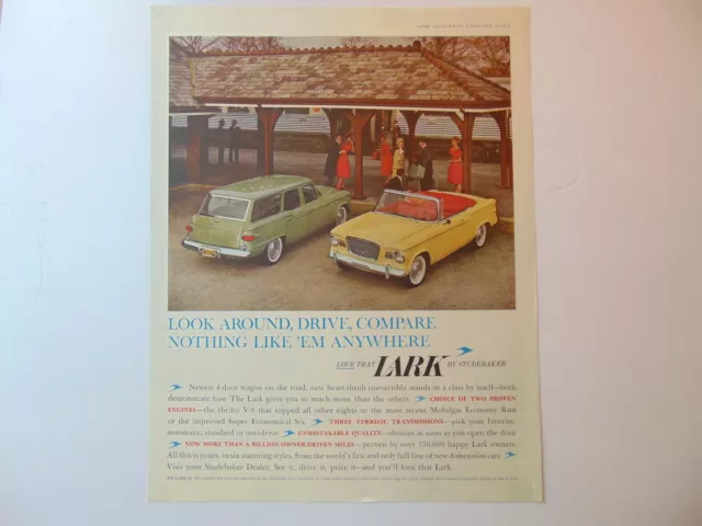 1960 LARK Yellow & Green Automobiles vintage art print ad