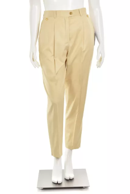 Escada Margaretha Ley Champagne 100% Cotton High Waist Pant sz 40 DE/10 US 2