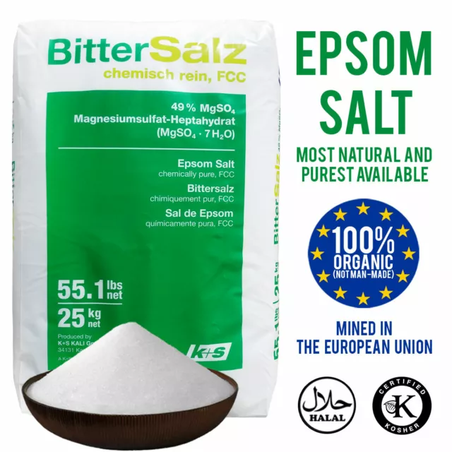 Epsom Salts 100% Organic BP / FCC Food / Grade Magnesium Sulphate