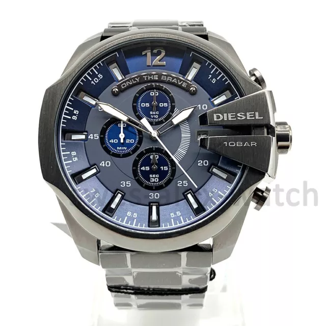 DIESEL DZ4329 Men's Watch Gunmetal Tone Bracelet Blue Dial Quartz Analog Fashion