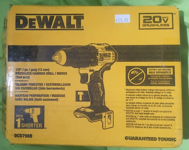 ORIGINAL DEWALT DCD798B 20V Brushless 1/2 in. Cordless Hammer Drill ...