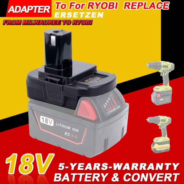 Convertir Adaptateur de batterie pour Milwaukee 20V/18V Li-ion Batterie Ryobi 18