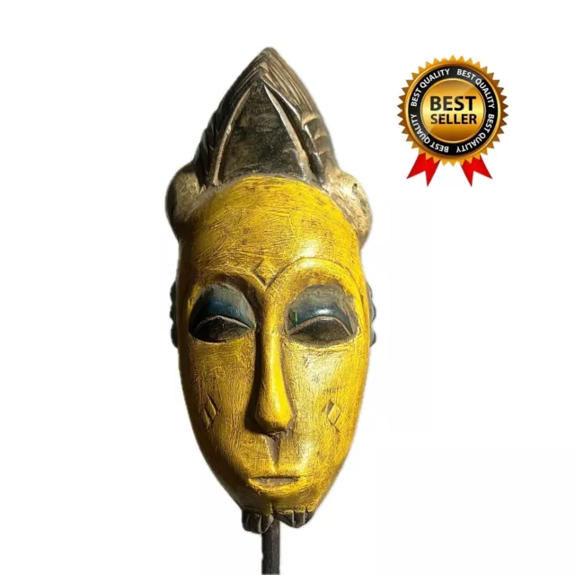 African Baule Mask Vintage African Mask wooden Hand Carved Home Décor-878