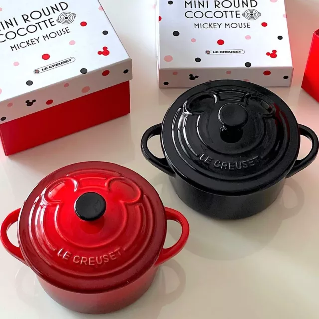 Le Creuset Mickey Mouse Mini Redondo Cocotte 10cm 250ml Rojo Negro Conjunto De 2