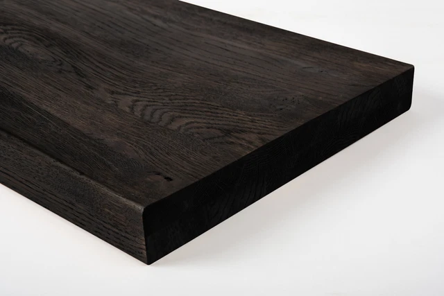 Escalera estantería roble zonas ahumadas rústico 4 cm cepillado negro aceitado