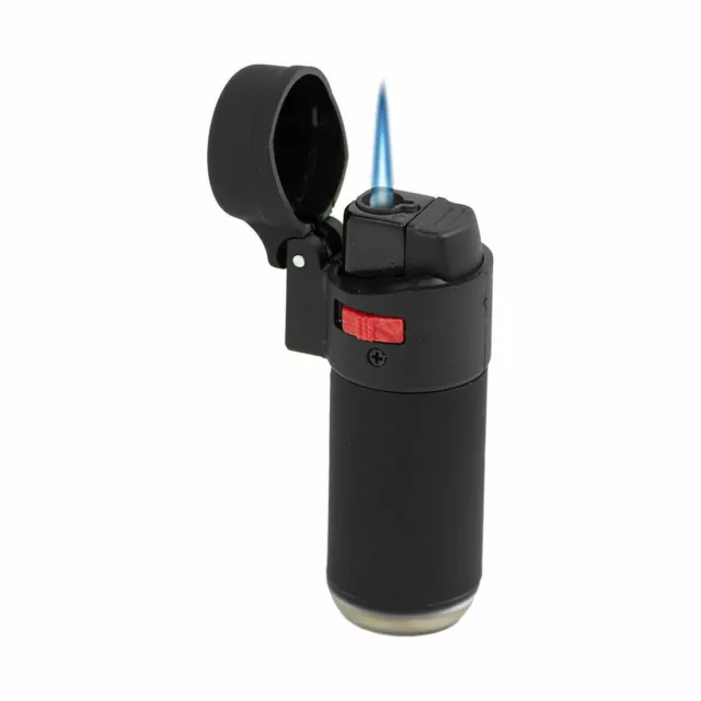 Zenga ZL-1 Jet Flame Windproof Turbo Jet Blue Flame Rubberized Lighter - Black