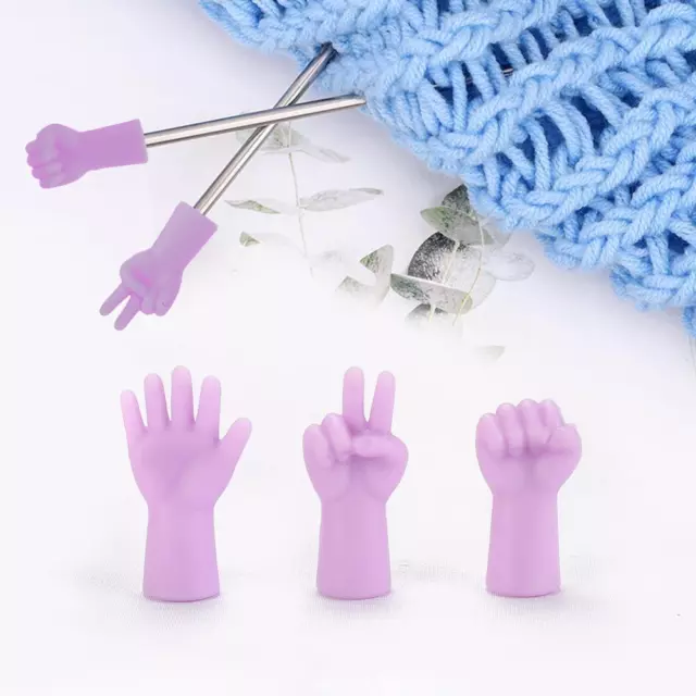 T0# 6pcs Cute Knitting Point Cap Needle Tip Protector Anti-shedding (Purple)
