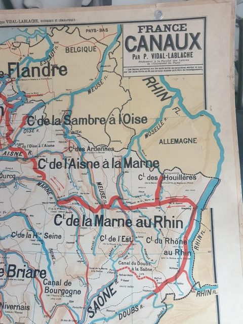 Carte scolaire géographique 1950 Paul Vidal Lablache Europe Relief du sol - Décoration