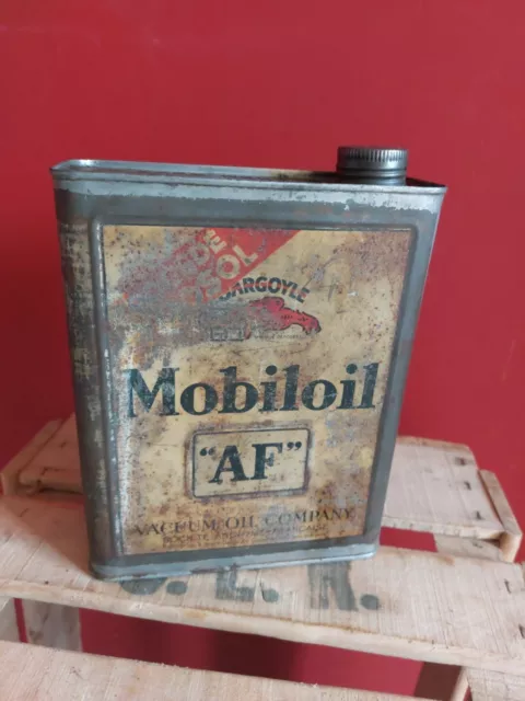 Ancien Bidon D'huile Mobiloil Gargoyle "AF" vide , État Voir Photos