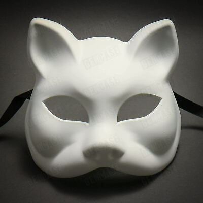 Gatto Cat Unpainted DIY Venetian Masquerade Mask - White