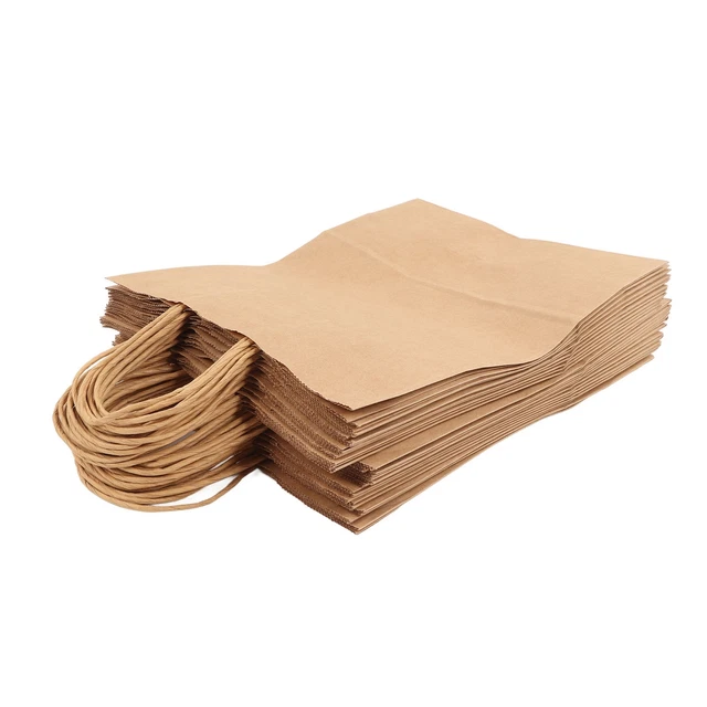 (280x280x150mm)50pcs Sac En Papier Kraft Avec Poignée Sac Fourre-tout Portable