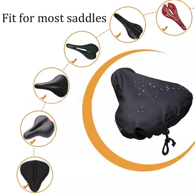 Protective Bike Seat Rain Cover Dust Bicycle Saddle Plastic Elastic Black Unisex