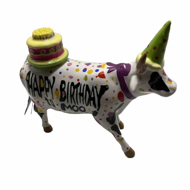 Happy  Birthday To Moo COW PARADE #7331 West Hartford Ceramic Figure 2009