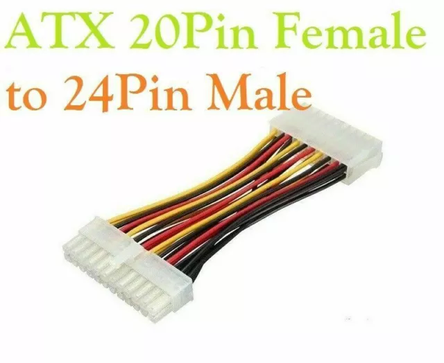 ATX 20 pin Female to 24 pin male ATX PSU Power Supply Converter Lead/Cable