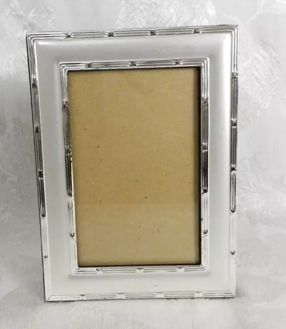 Vtg Photo Picture Frame Two Tone Silver Metal for 3x5 Photo