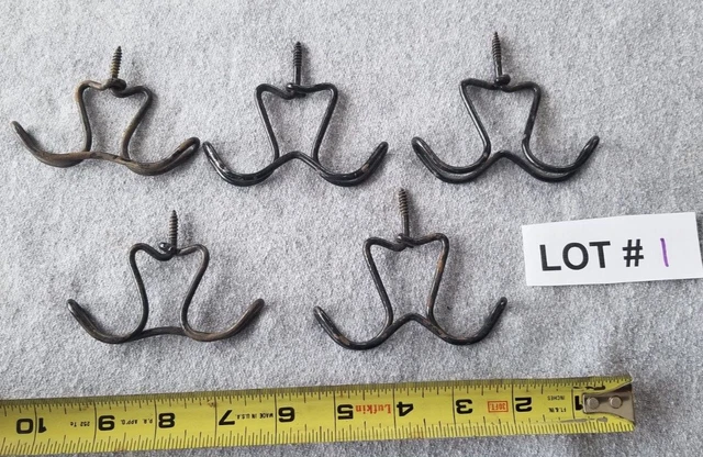 #1  Lot Of 5 Vintage Antique School Farm House Screw In Wire Coat Hat Hooks