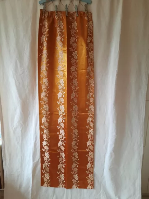 Pair Of gold Damask Curtains Vintage Retro original fabric satin/sateen brocade