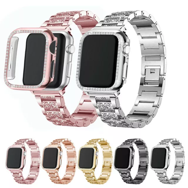 Diamond Bling Band Case für iWatch Strap Apple Watch Series SE 6 5 4 3 38mm-44mm