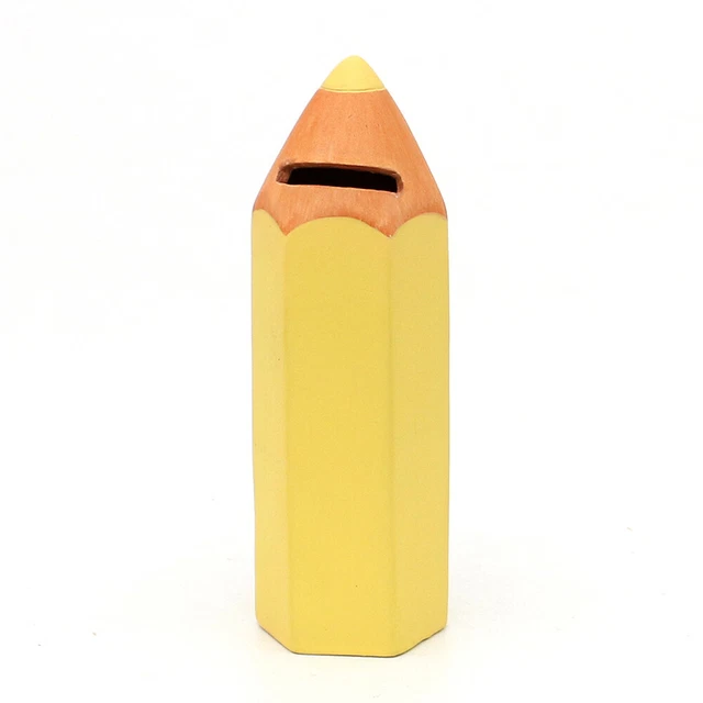 Spardose Sparfigur zum Geld sparen Sparstift gelb 6x5,5x17cm 20 0222D