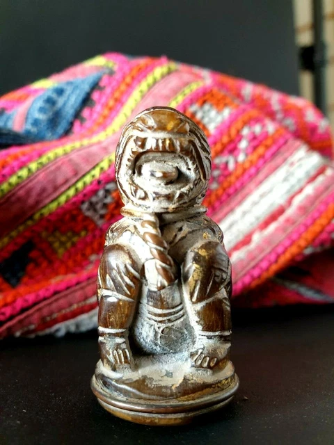 Old Burmese Carved Emlet in Horn with Gold Leaf (b) …beautiful collection piece 2