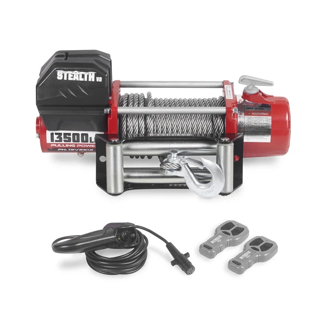 Husar Winch Treuil Électrique 12V 2000lbs 907kg - Corde Acier 15m, Frein Auto, Idéal Quad ATV UTV