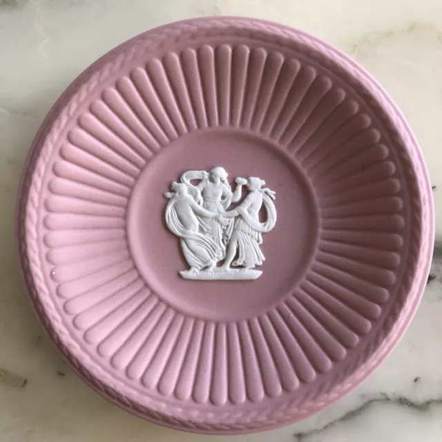 Wedgwood Jasper ware pink Round  trinket dish. VGC