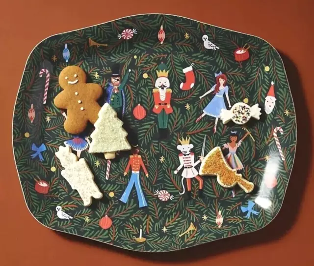 Anthropologie Paper Co. Nutcracker Christmas Holiday Platter Green New