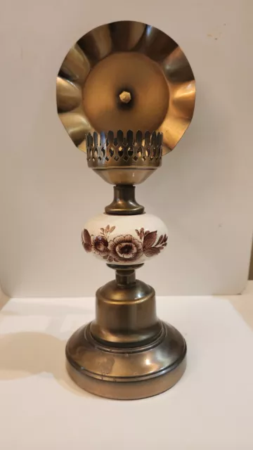 *!!BEAUTIFUL!!* Vintage Candle Lamp Wall Sconce W/ Reflector Ceramic & Brass 14”